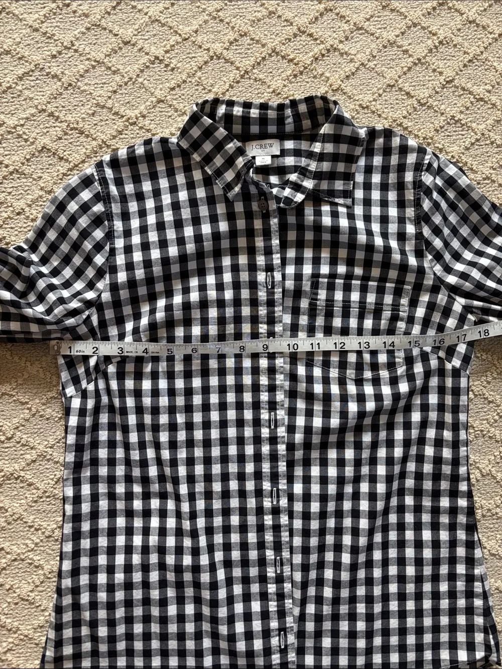 J. Crew Factory Black and White Gingham Button-Down Shirt